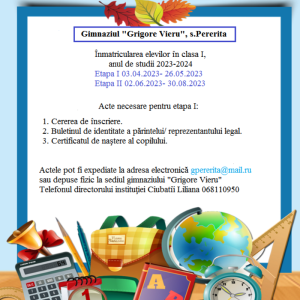 Înmatricularea elevilor în clasa I