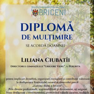 Mulțumim tuturor pentru participarea la Festivalul raional al cântecului pascal, cu genericul „Lumina Sfântă a Învierii”