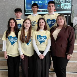 Echipa „Ingenioșii” din Gimnaziul „Grigore Vieru” Pererita a participat la etapa raională a Concursului EuroQuiz 2026
